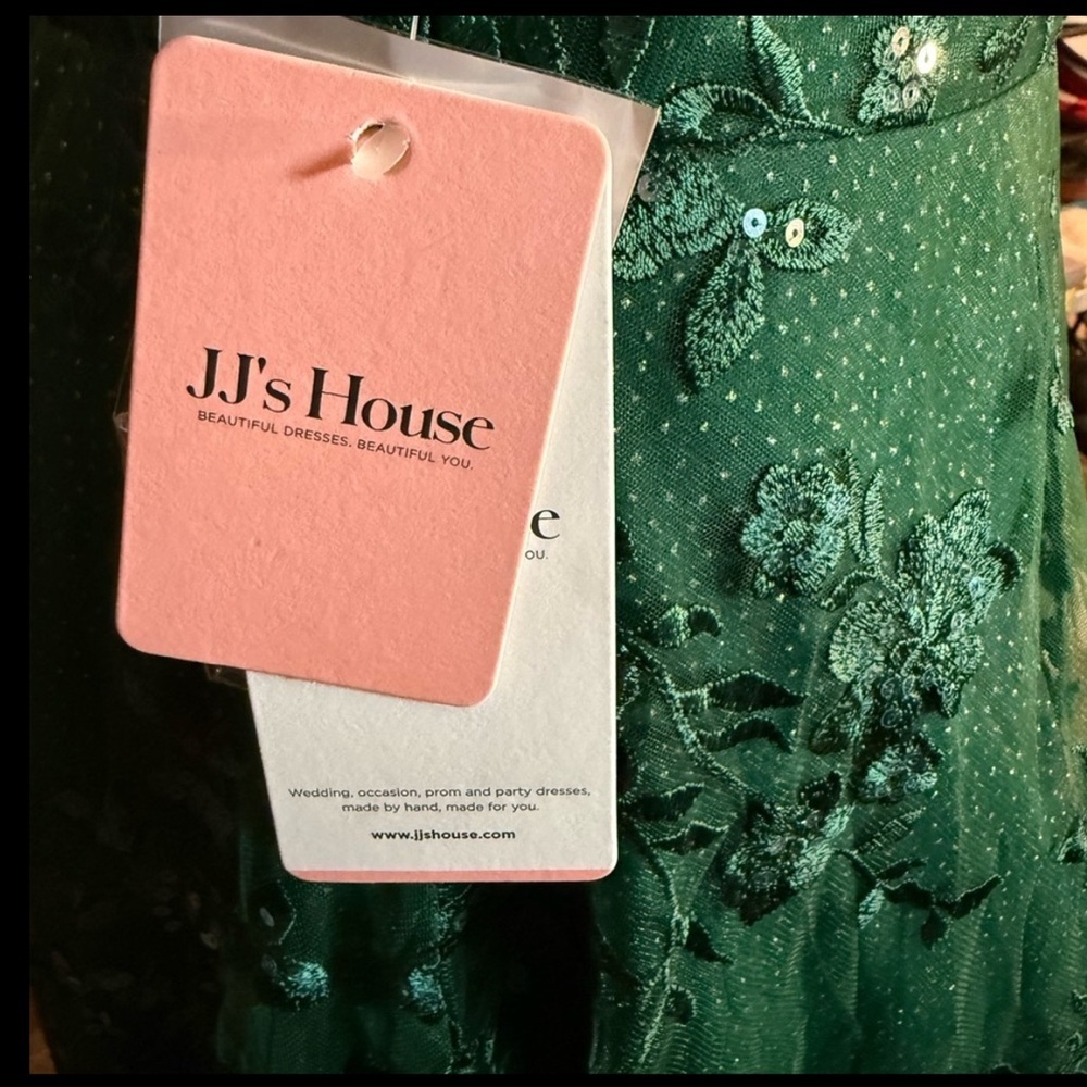 JJ’s House Dark Green Off Shoulder 8 Dress  Velvet Bodice Embroidered Euro Glam - Picture 8 of 10